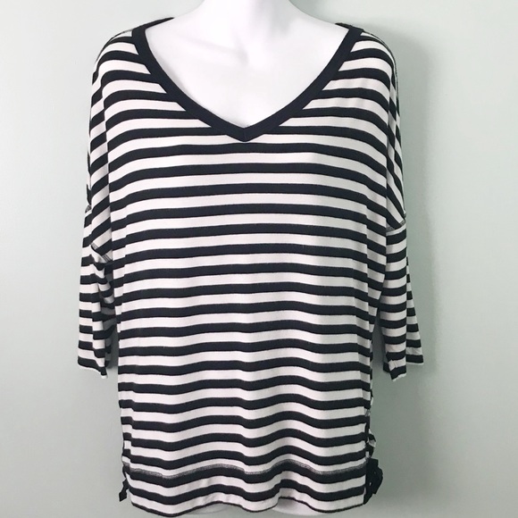 Sunday Tops - 2/$22 Sunday Nautical Stripe W/Lacing V Neck Top